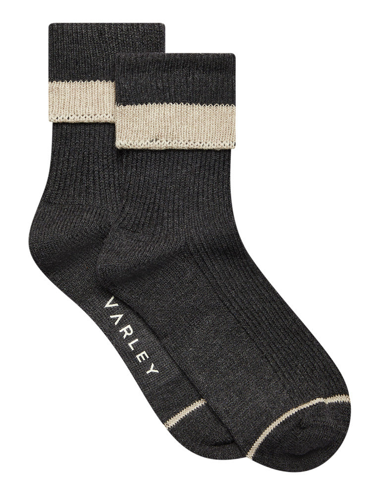 Kerry Plush Roll Top Sock 'Charcoal/ Sandshell'