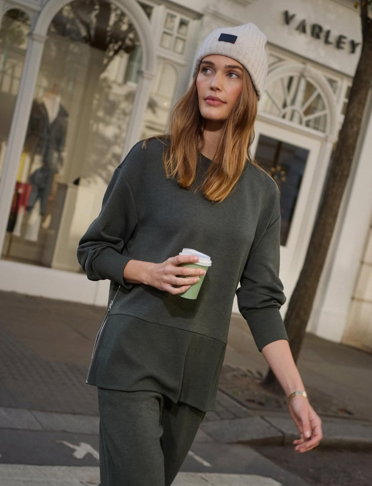 Lowry Longline Sweat 'Olive Marl'