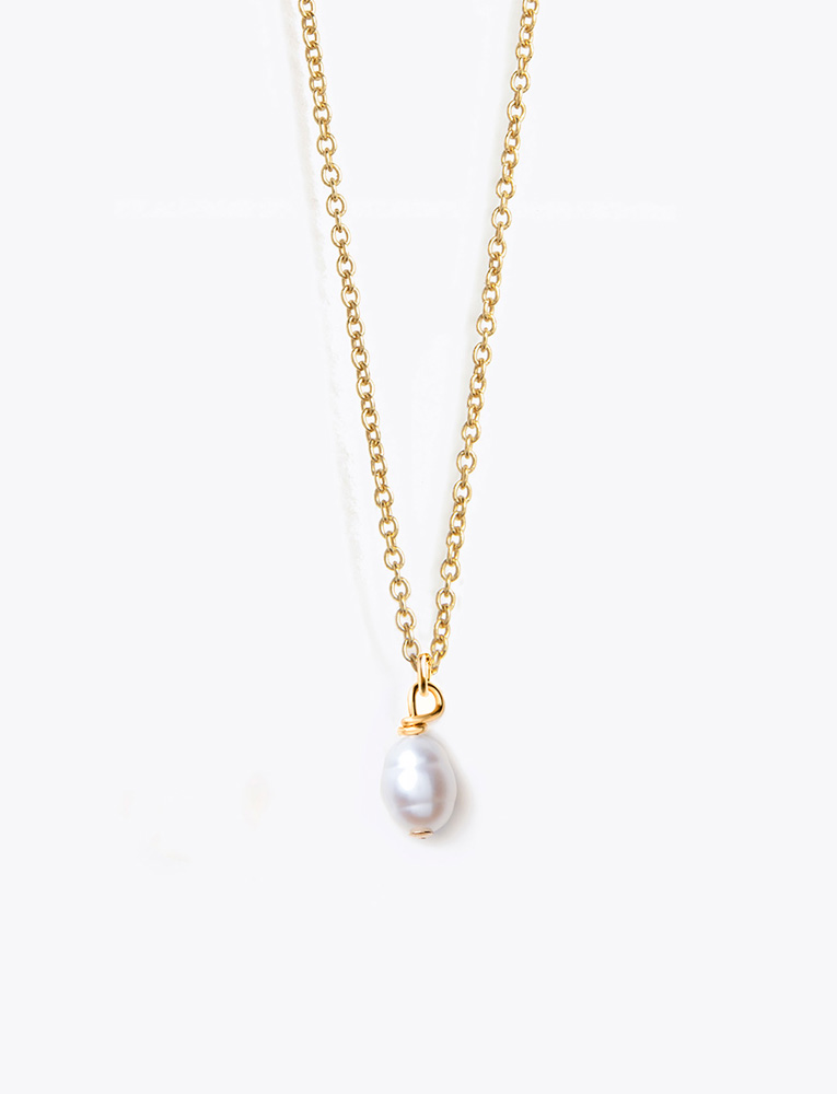 White Pearl Gemstone Gold Halskette