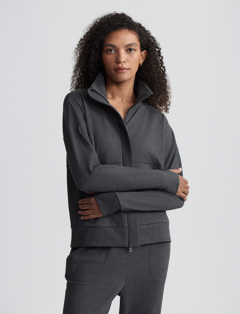 Rozanna Zip-Through Midlayer 'Black Marl'