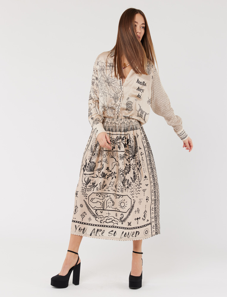 Printed Midi Skirt 'Blossom'